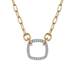 14K White & Yellow Gold Open Cushion Shape Diamond Hollow Paperclip Chain Necklace - NK7732M45JJ-Gabriel & Co.-Renee Taylor Gallery