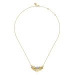 14K White & Yellow Gold Radiant Fan Diamond Cut and Cluster Diamond Bar Necklace - NK7824M45JJ-Gabriel & Co.-Renee Taylor Gallery