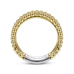 14K White-Yellow Gold Three Row Diamond and Bujukan Bead Ring - LR52019M45JJ-Gabriel & Co.-Renee Taylor Gallery