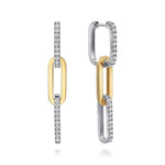 14K White and Yellow Gold Diamond and Hollow Link Chain Earrings - EG15121M45JJ-Gabriel & Co.-Renee Taylor Gallery