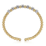 14K White and Yellow Gold Diamond Bujukan Beads Split Bangle - BG4973-M-Gabriel & Co.-Renee Taylor Gallery