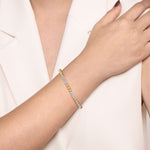 14K White and Yellow Gold Diamond Pavé Three Station Bar Bujukan Beads Split Bangle Bracelet - BG4974-62M45JJ-Gabriel & Co.-Renee Taylor Gallery