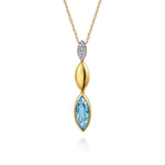 14K White and Yellow Gold Diamond and Marquise Blue Topaz Drop Necklace – NK7880M45BT-Gabriel & Co.-Renee Taylor Gallery