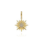 14K Yellow Gold Diamond Starburst Medallion Pendant 24mm - PT7546Y45JJ-Gabriel & Co.-Renee Taylor Gallery