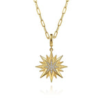14K Yellow Gold Diamond Starburst Medallion Pendant 24mm - PT7546Y45JJ-Gabriel & Co.-Renee Taylor Gallery
