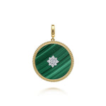 14K Yellow Gold 32mm Bujukan Diamond Malachite Medallion Pendant With Detachable Bail - PT6621Y45MA-Gabriel & Co.-Renee Taylor Gallery