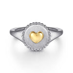 14K Yellow Gold & 925 Sterling Silver Bujukan Heart Medallion Ring - LR52869MZJJJ-Gabriel & Co.-Renee Taylor Gallery