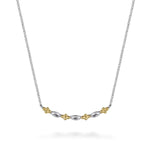 14K Yellow Gold 925 Sterling Silver Bujukan Two Tone Bar Necklace - NK7914MZJJJ-Gabriel & Co.-Renee Taylor Gallery