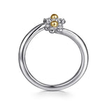 14K Yellow Gold & 925 Sterling Silver Diamond Flower Bypass Ring - LR52855MZ5JJ-Gabriel & Co.-Renee Taylor Gallery