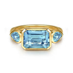 14K Yellow Gold Blue Topaz Signet Ring - LR52838Y4JBT-Gabriel & Co.-Renee Taylor Gallery