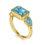 14K Yellow Gold Blue Topaz Signet Ring - LR52838Y4JBT-Gabriel & Co.-Renee Taylor Gallery