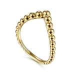14K Yellow Gold Bujukan Bead Curved Ring - LR51800Y4JJJ-Gabriel & Co.-Renee Taylor Gallery