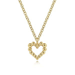 14K Yellow Gold Bujukan Bead Open Heart Pendant Necklace - NK6463Y4JJJ-Gabriel & Co.-Renee Taylor Gallery