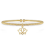 14K Yellow Gold Bujukan Beaded Lotus Flower Cuff Bangle Bracelet Bujukan Collection - BG5331-57Y4JJJ-Gabriel & Co.-Renee Taylor Gallery
