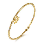 14K Yellow Gold Bujukan Beaded Lotus Flower Cuff Bangle Bracelet Bujukan Collection - BG5331-57Y4JJJ-Gabriel & Co.-Renee Taylor Gallery