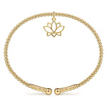 14K Yellow Gold Bujukan Beaded Lotus Flower Cuff Bangle Bracelet Bujukan Collection - BG5331-57Y4JJJ-Gabriel & Co.-Renee Taylor Gallery