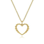 14K Yellow Gold Bujukan Beaded Open Heart Pendant Necklace - NK6561Y4JJJ-Gabriel & Co.-Renee Taylor Gallery