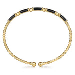 14K Yellow Gold Bujukan Beads and Black Enamel Split Bangle Bracelet - BG5136E86Y4JJJ-Gabriel & Co.-Renee Taylor Gallery