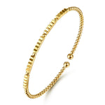 14K Yellow Gold Bujukan Beads and Diamond Cut Texture Split Bangle Bracelet - BG5137-6Y4JJJ-Gabriel & Co.-Renee Taylor Gallery
