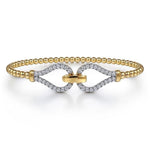14K Yellow Gold Bujukan Beads and Diamond Split Bangle Bracelet - BG5051-62Y45JJ-Gabriel & Co.-Renee Taylor Gallery
