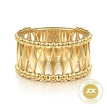 14K Yellow Gold Bujukan Classic Wide Band Ladies Ring - LR52588Y4JJJ-Gabriel & Co.-Renee Taylor Gallery