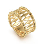 14K Yellow Gold Bujukan Classic Wide Band Ladies Ring - LR52588Y4JJJ-Gabriel & Co.-Renee Taylor Gallery