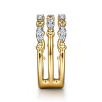 14K Yellow Gold Bujukan Clover and Diamond Marquise Easy Stackable Ring Bujukan Collection - LR53125Y45JJ-Gabriel & Co.-Renee Taylor Gallery