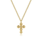 14K Yellow Gold Bujukan Cross Pendant Necklace - NK7074Y4JJJ-Gabriel & Co.-Renee Taylor Gallery
