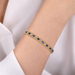 14K Yellow Gold Bujukan Cuff Bracelet with Marquise Sapphire and Round Diamonds Bujukan Collection - BG4716-57Y45SA-Gabriel & Co.-Renee Taylor Gallery