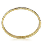 14K Yellow Gold Bujukan Diamond Chevron Pattern Bangle Bracelet - BG5021-62Y45JJ-Gabriel & Co.-Renee Taylor Gallery