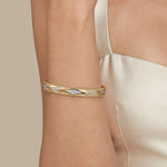 14K Yellow Gold Bujukan Diamond Chevron Pattern Bangle Bracelet - BG5021-62Y45JJ-Gabriel & Co.-Renee Taylor Gallery