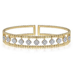 14K Yellow Gold Bujukan Cuff Bracelet with Pavé Diamond Connectors - BG4232-Y-Gabriel & Co.-Renee Taylor Gallery