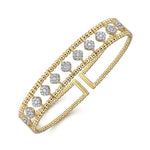 14K Yellow Gold Bujukan Cuff Bracelet with Pavé Diamond Connectors - BG4232-Y-Gabriel & Co.-Renee Taylor Gallery