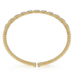14K Yellow Gold Bujukan Cuff Bracelet with Pavé Diamond Connectors - BG4232-Y-Gabriel & Co.-Renee Taylor Gallery