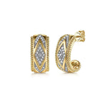 14K Yellow Gold Bujukan Diamond J Hoop Stud Earrings - EG15226Y45JJ-Gabriel & Co.-Renee Taylor Gallery