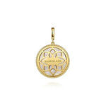 14K Yellow Gold Diamond & Mother of Pearl Medallion Pendant - PT6597Y45WM-Gabriel & Co.-Renee Taylor Gallery