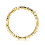 14K Yellow Gold Two Row Beaded Diamond Stackable Ring - LR51456Y45JJ-Gabriel & Co.-Renee Taylor Gallery