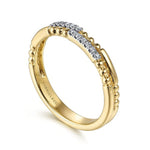 14K Yellow Gold Two Row Beaded Diamond Stackable Ring - LR51456Y45JJ-Gabriel & Co.-Renee Taylor Gallery