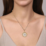 14K Yellow Gold Bujukan Diamond and Mother of Pearl Medallion Pendant 24mm - PT6614Y45WM-Gabriel & Co.-Renee Taylor Gallery