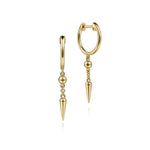 14K Yellow Gold Bujukan Huggie Drop Spike Earrings - EG14740Y4JJJ-Gabriel & Co.-Renee Taylor Gallery