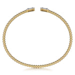 14K Yellow Gold Bujukan Open Cuff Bracelet w/ Diamond Baguettes - BG4711-Y-Gabriel & Co.-Renee Taylor Gallery