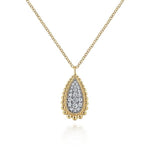 14K Yellow Gold Bujukan Pavé Diamond Teardrop Pendant Necklace - NK6357Y45JJ-Gabriel & Co.-Renee Taylor Gallery