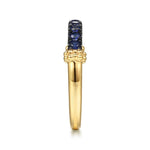 14K Yellow Gold Bujukan and Blue Sapphire Stackable Ring - LR52922Y4JSA-Gabriel & Co.-Renee Taylor Gallery