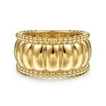 14K Yellow Gold Bujukan and Scallop Wide Band Ring - LR52716Y4JJJ-Gabriel & Co.-Renee Taylor Gallery