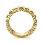 14K Yellow Gold Bujukan and Scallop Wide Band Ring - LR52716Y4JJJ-Gabriel & Co.-Renee Taylor Gallery