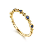 14K Yellow Gold Clover Bujukan and Round Shape Stackable Ring with Chrome Blue Enamel Bujukan Collection - LR53026ELY4JJJ-Gabriel & Co.-Renee Taylor Gallery