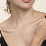 14K Yellow Gold Cross Necklace 24mm – NK7668Y4JJJ-Gabriel & Co.-Renee Taylor Gallery