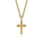 14K Yellow Gold Cross Pendant with Vertical Brush - PCM20040Y4JJJ-Gabriel & Co.-Renee Taylor Gallery