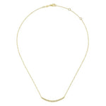 14K Yellow Gold Curved Bar Necklace with Round Diamonds - NK5796Y45JJ-Gabriel & Co.-Renee Taylor Gallery