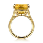 14K Yellow Gold Cushion Cut Citrine Ladies Ring - LR52518Y4JCT-Gabriel & Co.-Renee Taylor Gallery